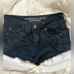 Black denim shorts